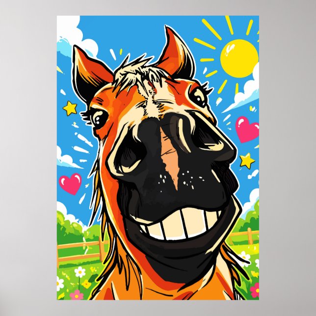 Arte Cómic de Dibujos Animados de Caballo con Sonr (Frente)