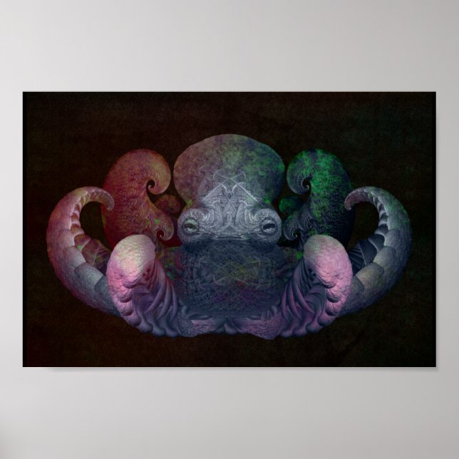 Arte compuesto de octopus de color oscuro con rizo (Frente)