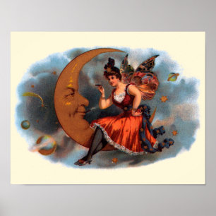 Arte con etiquetas de puros vintage, hada victoria