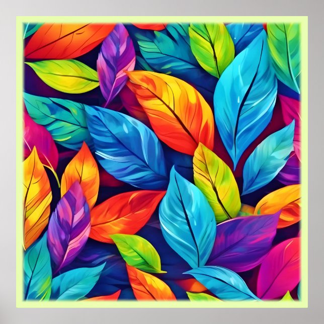 Arte con patrón de follaje colorido (Frente)
