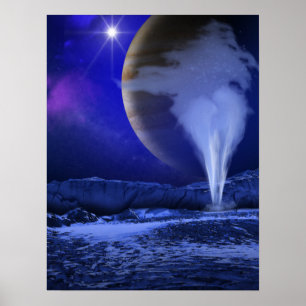 Arte concepto de Ice Plume Jupiter Moon Europa