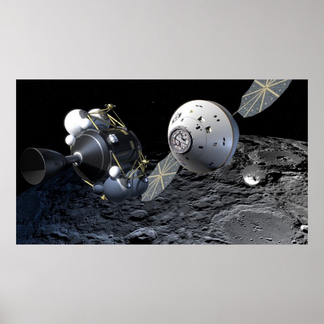 Arte conceptual de la nave espacial Orion en órbit (Frente)