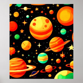 Arte cósmico de dibujos animados con tonos cálidos