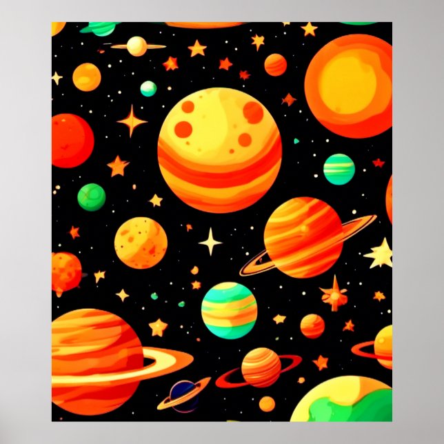 Arte cósmico de dibujos animados con tonos cálidos (Frente)