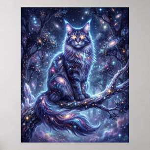Arte Cósmico Maine Coon Polvo de Estrellas Bosque