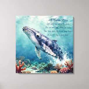 Arte costero acuarela de ballena azul oceánica