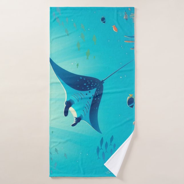 Arte costero clásico de manta raya (Toalla de baño)