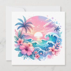 Arte costero rosa y azul bonito