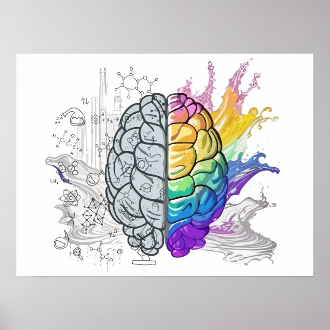 Arte creativo de cerebro izquierdo vs derecho (Frente)