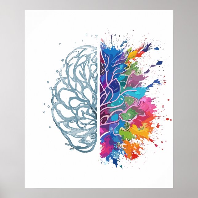 Arte creativo de cerebro izquierdo vs derecho (Frente)