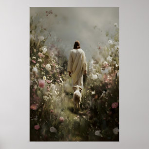 Arte cristiano de Jesús y Cordero Impresión modern