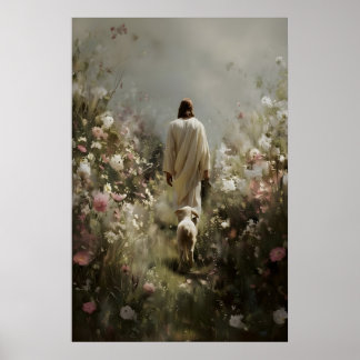 Arte cristiano de Jesús y Cordero Impresión modern