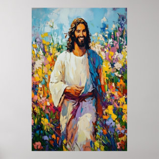 Arte Cristiano de Pintura al Óleo de Jesús entre F