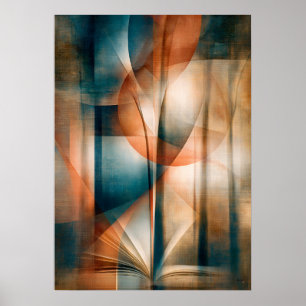 Arte Cubista de Libro y Bosque para Amantes de los