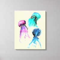 Arte cutáneo de medusas trio acuarela