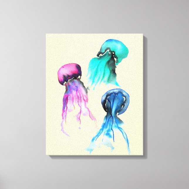 Arte cutáneo de medusas trio acuarela (Anverso)