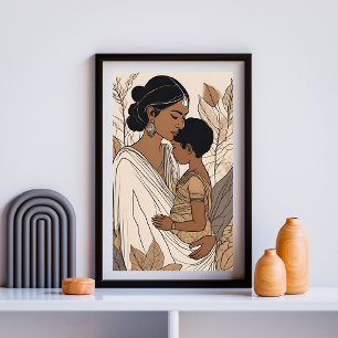 Arte de Abrazo de Madre e Hijo del Sur Asiático