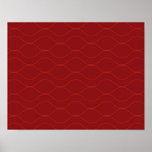 Arte de abstracción de onda fría, rojo, simple, el
