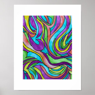 Arte de Acuarela Abstracto Psicodélico Ritmo de Co