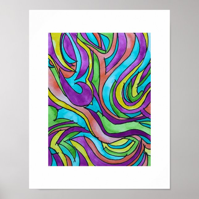Arte de Acuarela Abstracto Psicodélico Ritmo de Co (Frente)