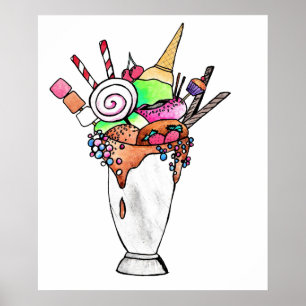 Arte de acuarela de batido de leche loco