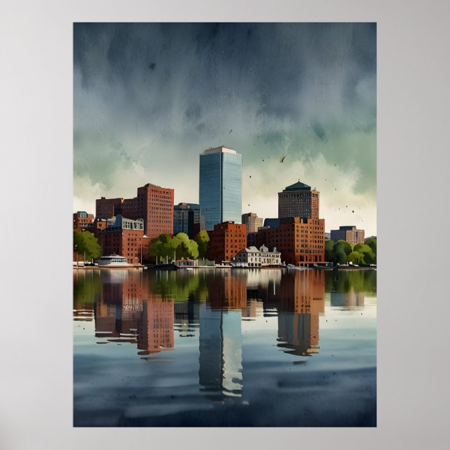 arte de acuarela de Boston (Frente)