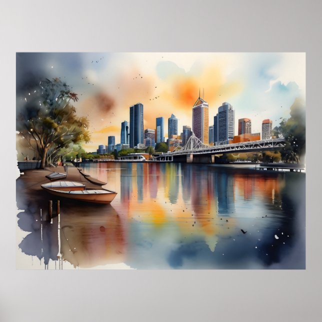 arte de acuarela de Brisbane (Frente)