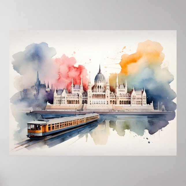 arte de acuarela de Budapest (Frente)