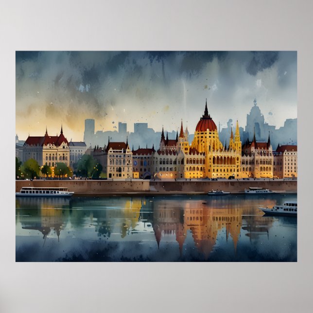 arte de acuarela de Budapest (Frente)