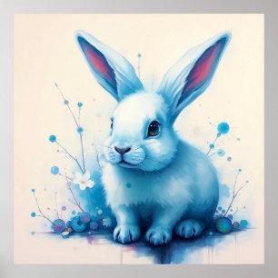 Arte de Acuarela de Conejo Azul
