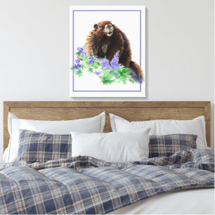 Arte de acuarela de fauna silvestre de marmota mar