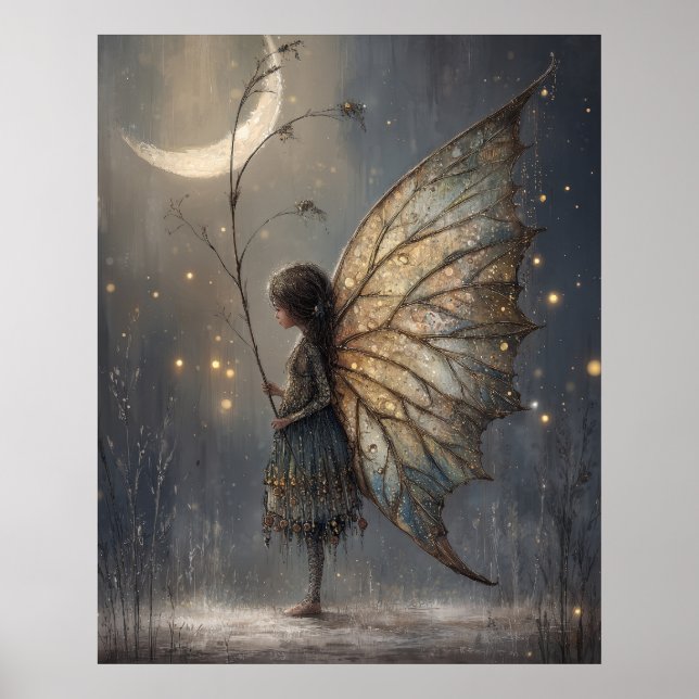 Arte de Acuarela de Hada del Bosque Encantado bajo (Frente)