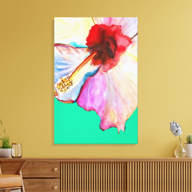 arte de acuarela de hibisco de verano (Insitu (Sala de estar))