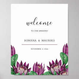 Arte de Acuarela de King Protea de Deep Purple