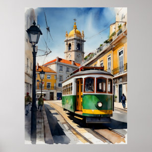 arte de acuarela de Lisboa