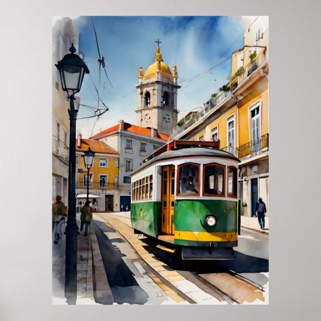 arte de acuarela de Lisboa (Frente)
