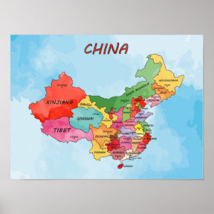 Arte de acuarela de Mapa de China