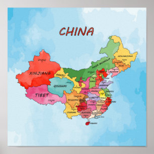 Arte de acuarela de Mapa de China