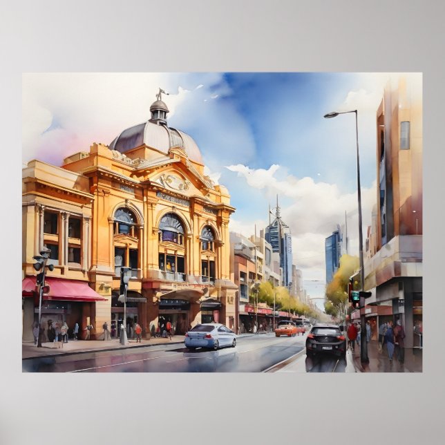 arte de acuarela de Melbourne (Frente)