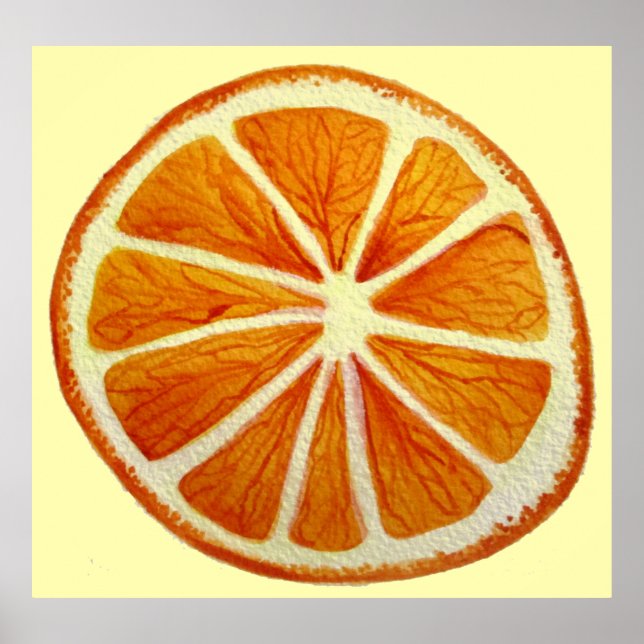 arte de acuarela de naranja slice macro fruta (Frente)