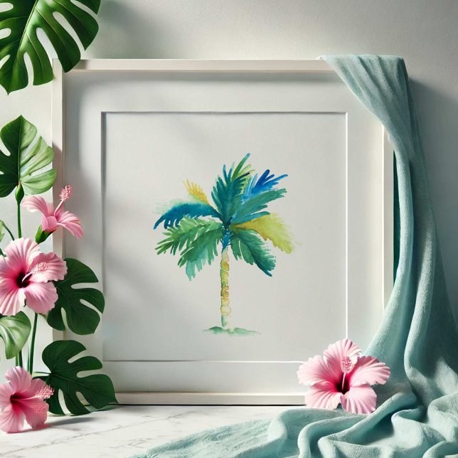 Arte de acuarela de palmeras tropicales (Watercolor paintings palm tree art by Victoria Grigaliunas of Do Tell A Belle)