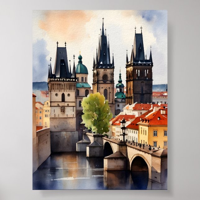 arte de acuarela de Praga (Frente)