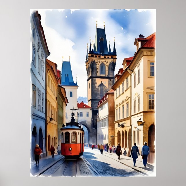 arte de acuarela de Praga (Frente)