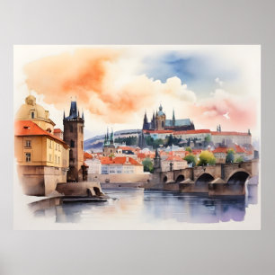 arte de acuarela de Praga