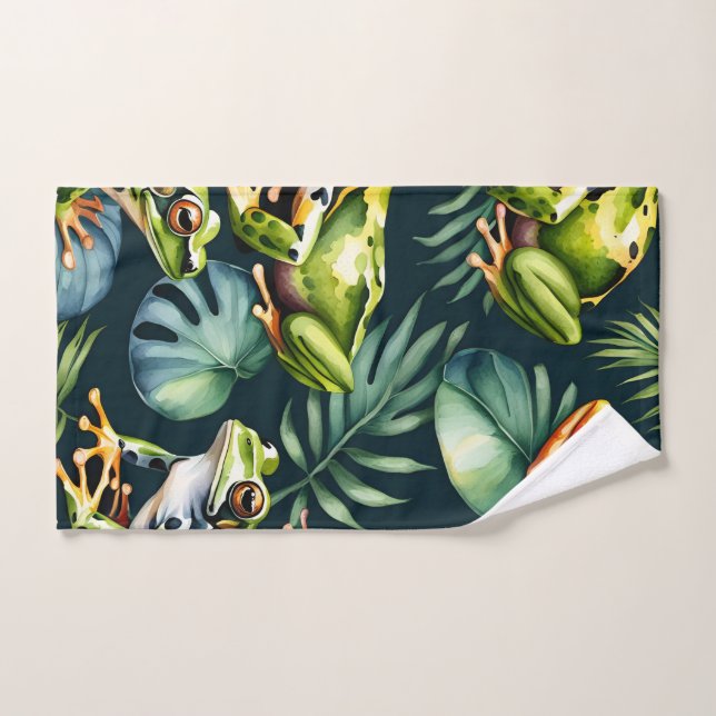 Arte de acuarela de ranas (Toalla de mano)