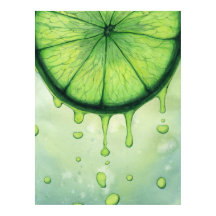 Arte de Acuarela de Rodaja de Lima Verde Vibrante