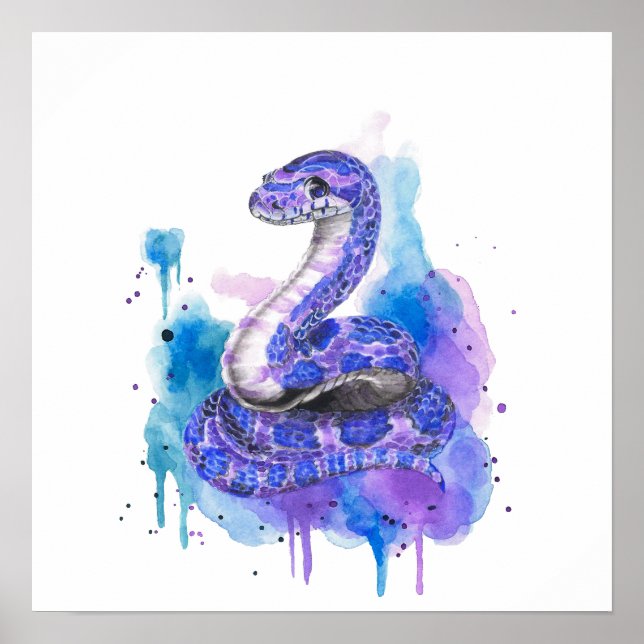 Arte de Acuarela de Serpiente Colorida (Frente)