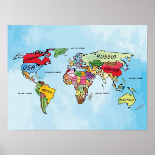 Arte de acuarela del Mapa Mundial
