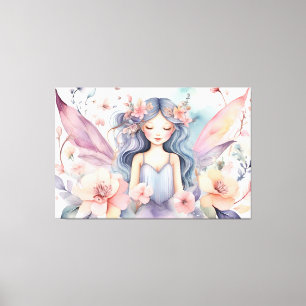 Arte de acuarela floral de hadas suave y caprichos