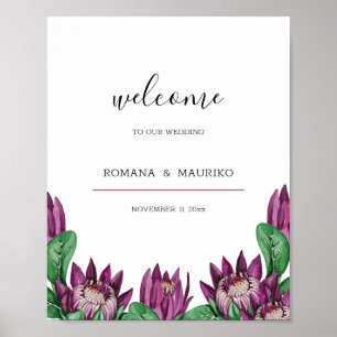 Arte de Acuarela King Protea Deep Purple